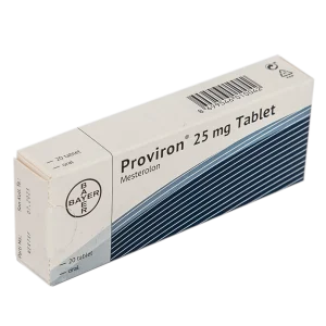 White blister pack of Proviron 25mg tablets (Mesterolone) for hormone therapy treatment - Buy online